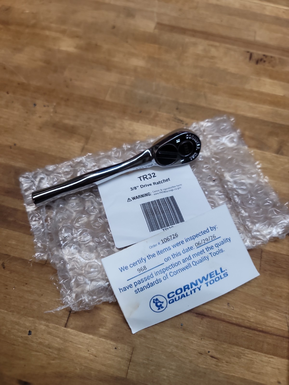 NEW Cornwell TR32 Chrome 3/8″ Drive 5″ OAL 30-Tooth Ratchet