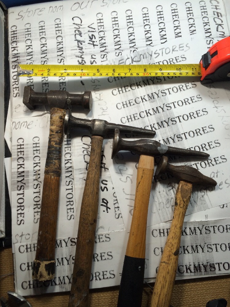 Vntg 4 HAMMERS Wooden Handle