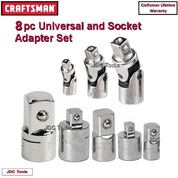 CRAFTSMAN 8pc 1/4 3/8 1/2 3/4 ratchet universal wobble flex adapter socket set
