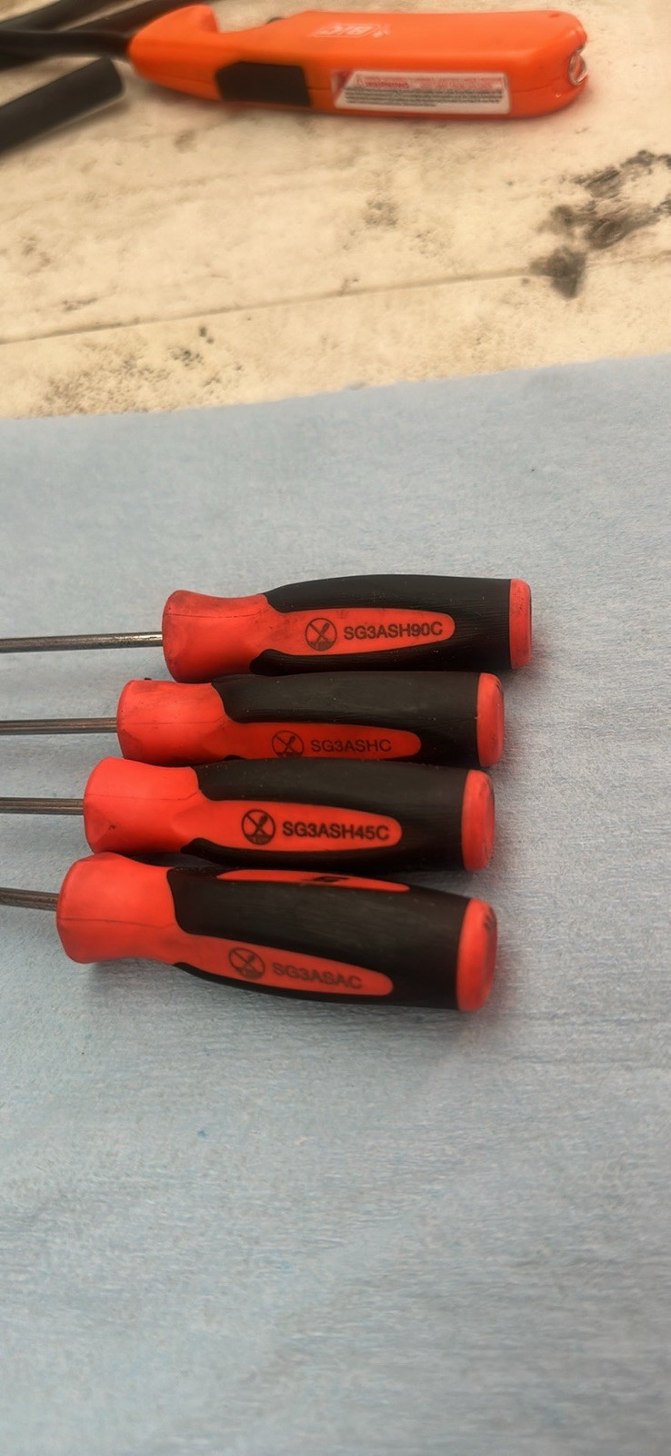#bf005 Snap-On Tools SGASA204C 4 Piece Orange Mini Soft Grip Awl Hook Pick Set