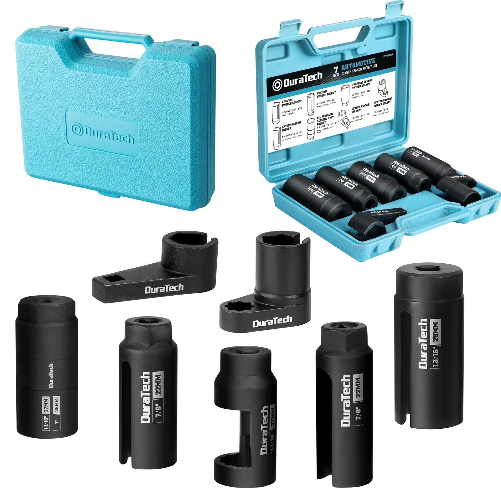 7PCS O2 Oxygen Sensor & Oil Pressure Socket Set, 1/2″ 3/8″ Drive x 22mm 7/8″ …
