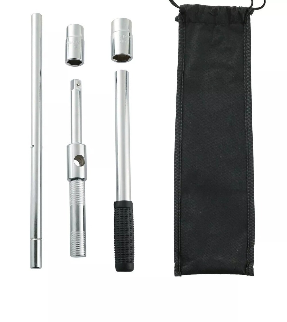 23″ Universal Extended Lug Wrench, 4 Way Tire Iron Nut Wrench Set W/Socket