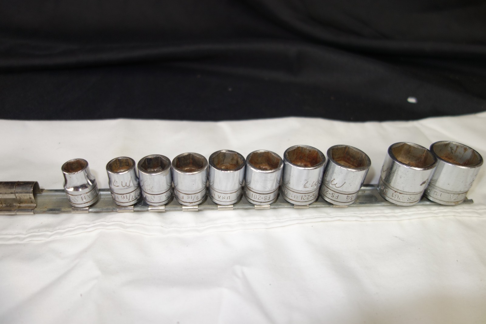 Snap On 10 Piece 6 Pt Socket Set FS-281, 261, 241 ,221, 201, 191,181,161,141,121