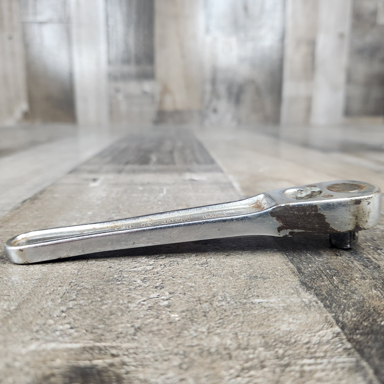 Snap On FV71 – 3/8″ Drive, Chrome, Vintage, Flat Handle, 6″ Long, Ratchet-USA