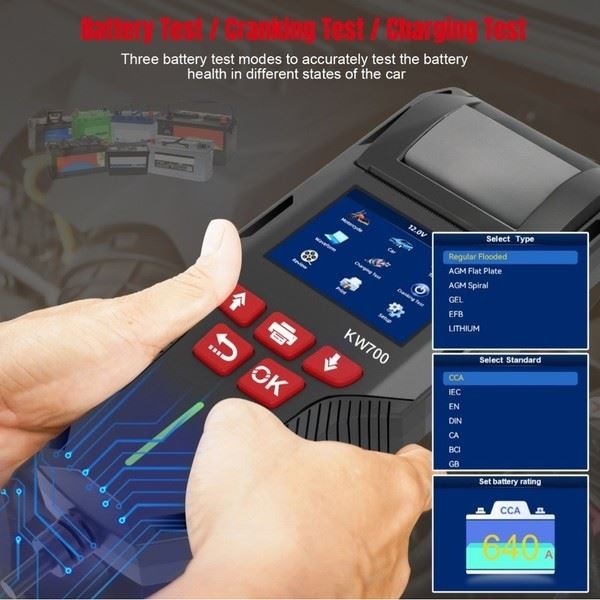 Record Printout KW700 Battery Tester Conductance Analyzer 12V And 24V Compatible