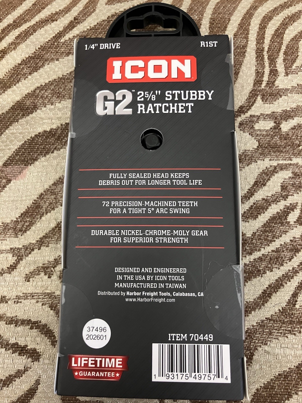 Icon R1ST G2 1/4″ Drive Stubby Ratchet 70449 NIB