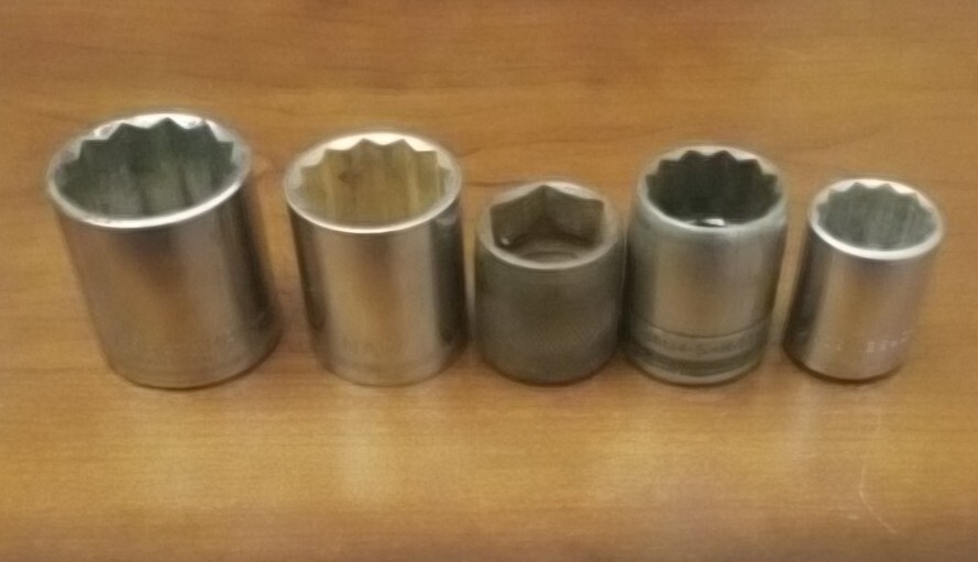 Lot 5 Piece 1/2 Drive SAE Sockets Large 36MM, 1 1/4, 1-1/16(2 Total) & 15/16