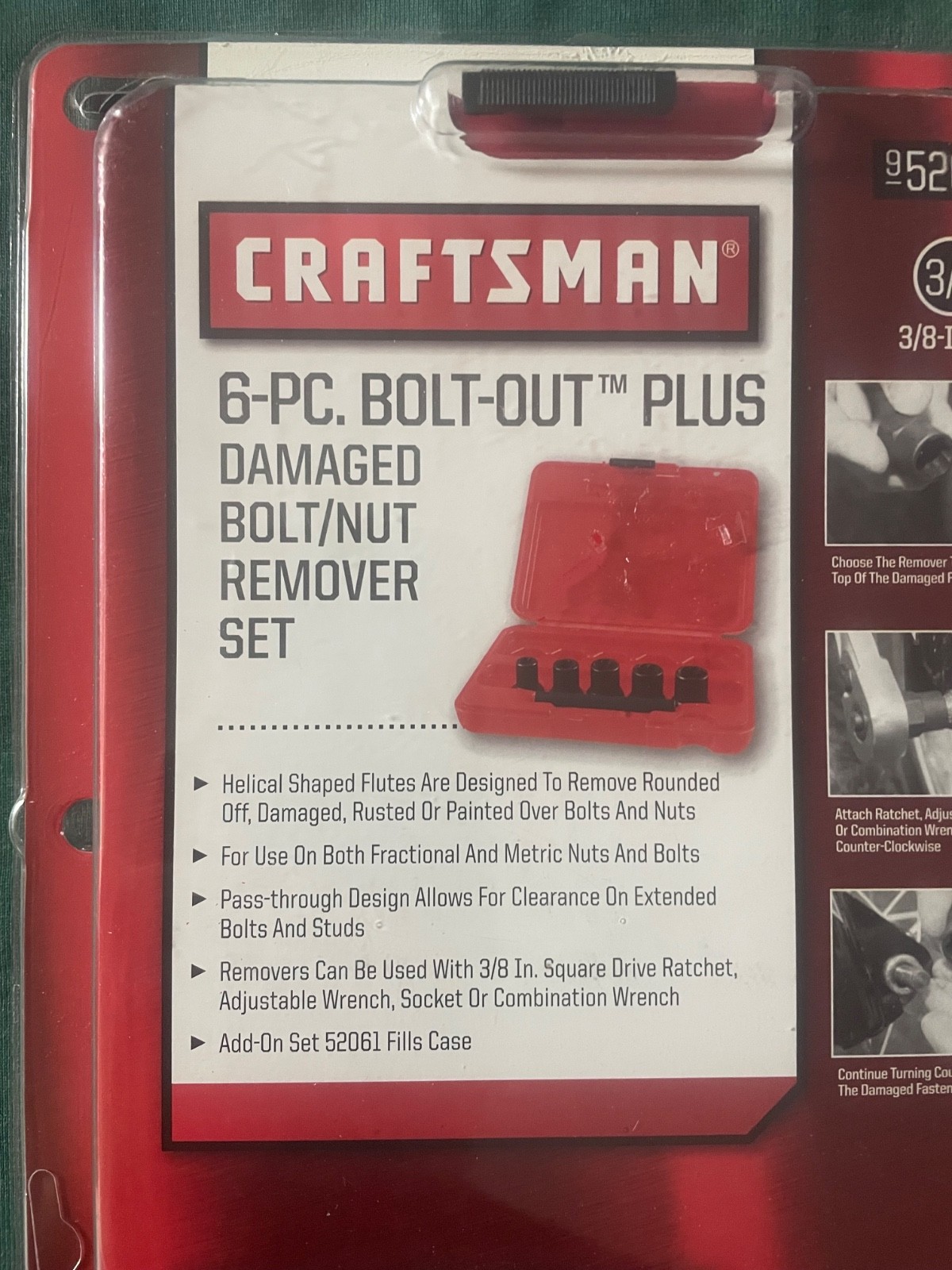 New craftsman 6PC Bolt-out Easy Out Damaged Bolt Nut Remover Set With Case