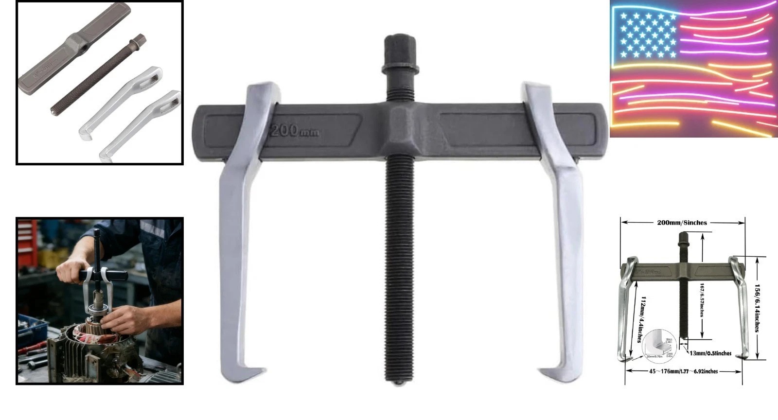 2 Jaw Puller, 2 Claw Gears Puller for Removal of Pulley Flywheel Bearing,Smal…