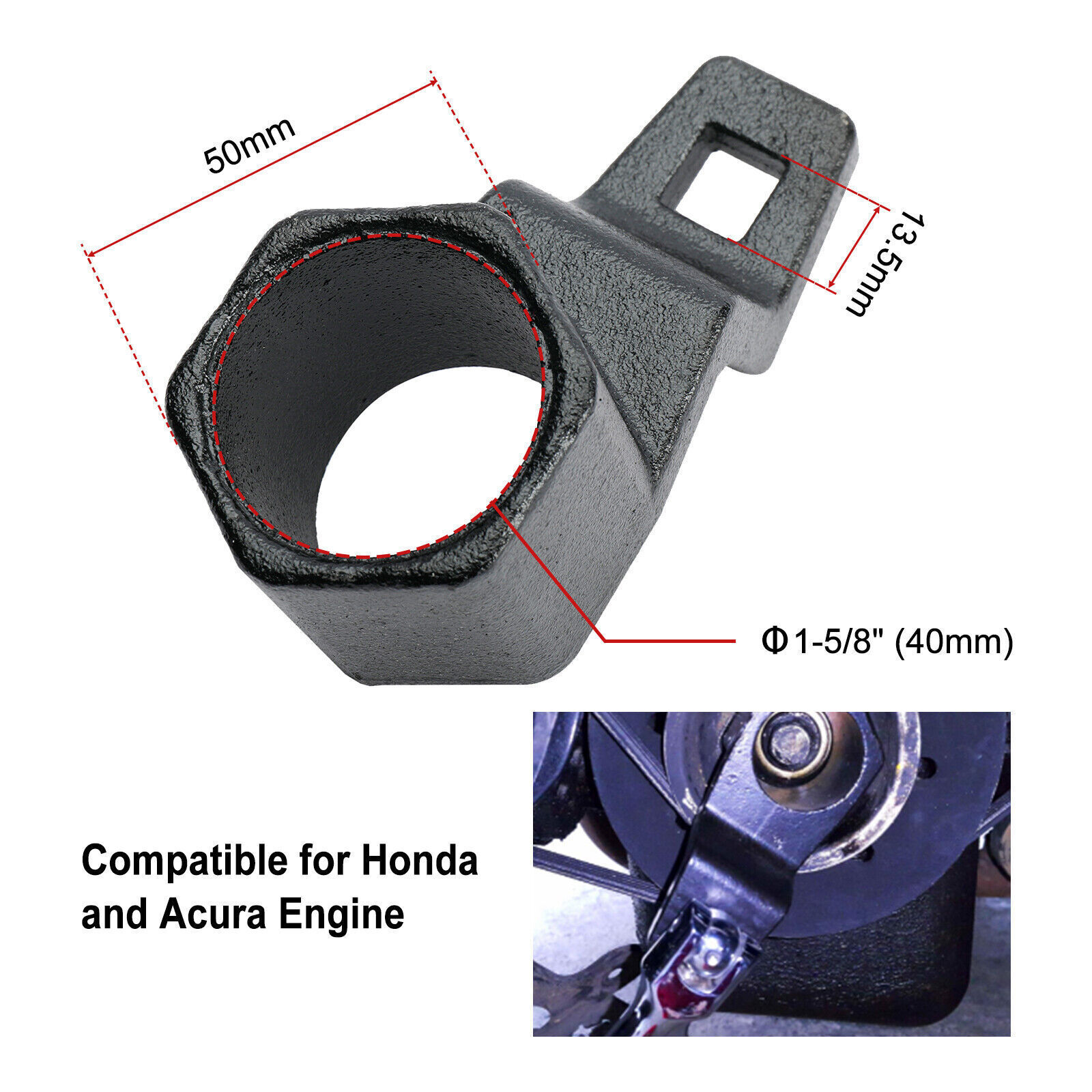 50mm Damper Crankshaft Crank Pulley Remover Tool For Honda Acura Drive 1/2″Sq