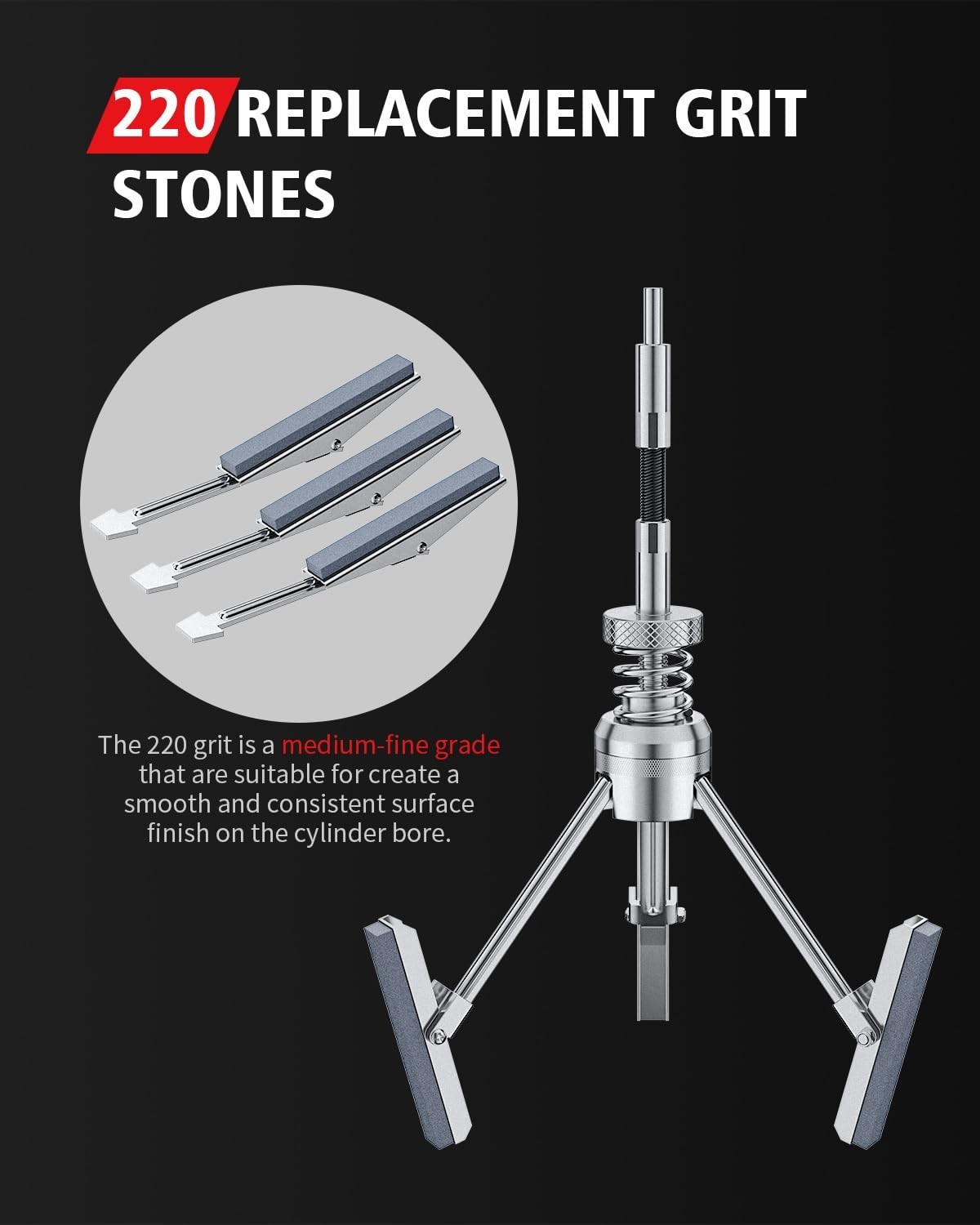 Professional Cylinder Hone Tool Set for Engines 3/4″ – 7″ with Extra 11 Stones