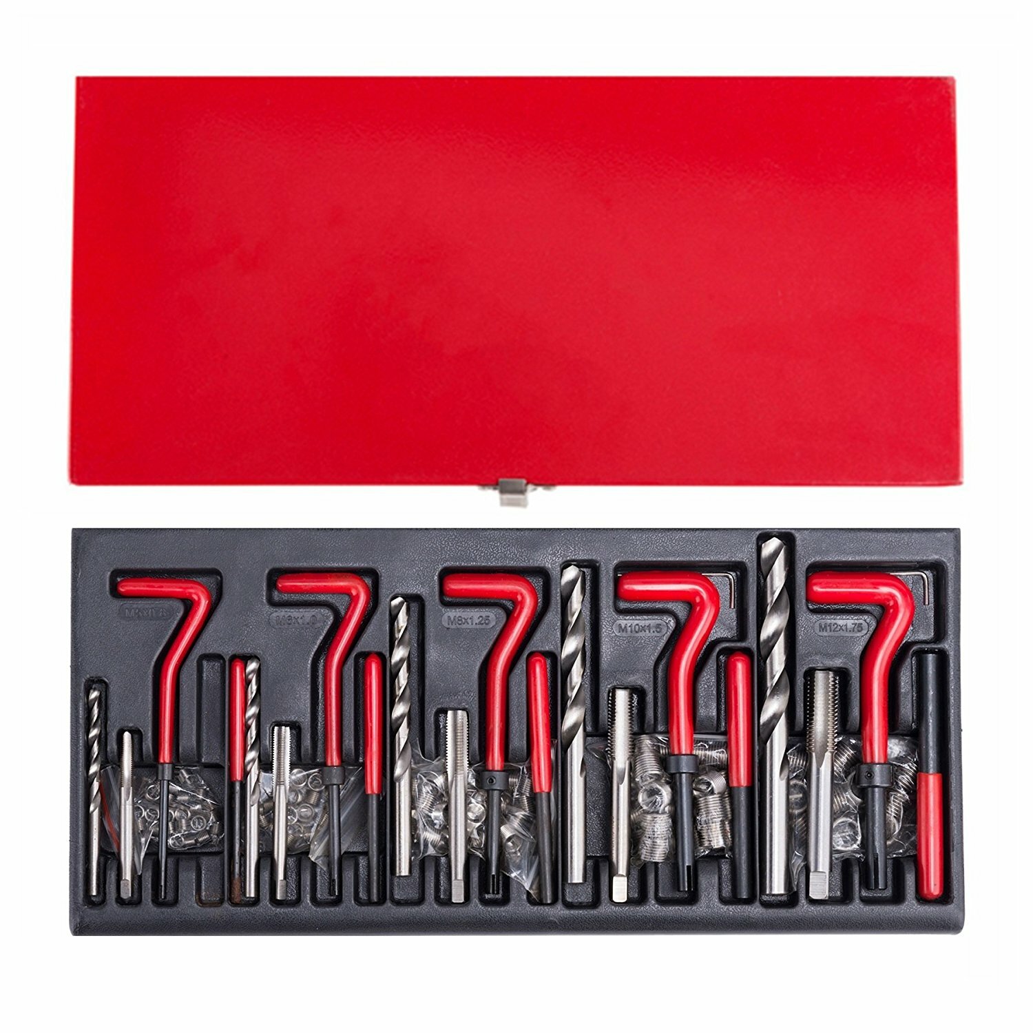 131Pcs Stripped Thread rethread Helicoil Repair Tool Kit Metric M5 M6 M8 M10 M12