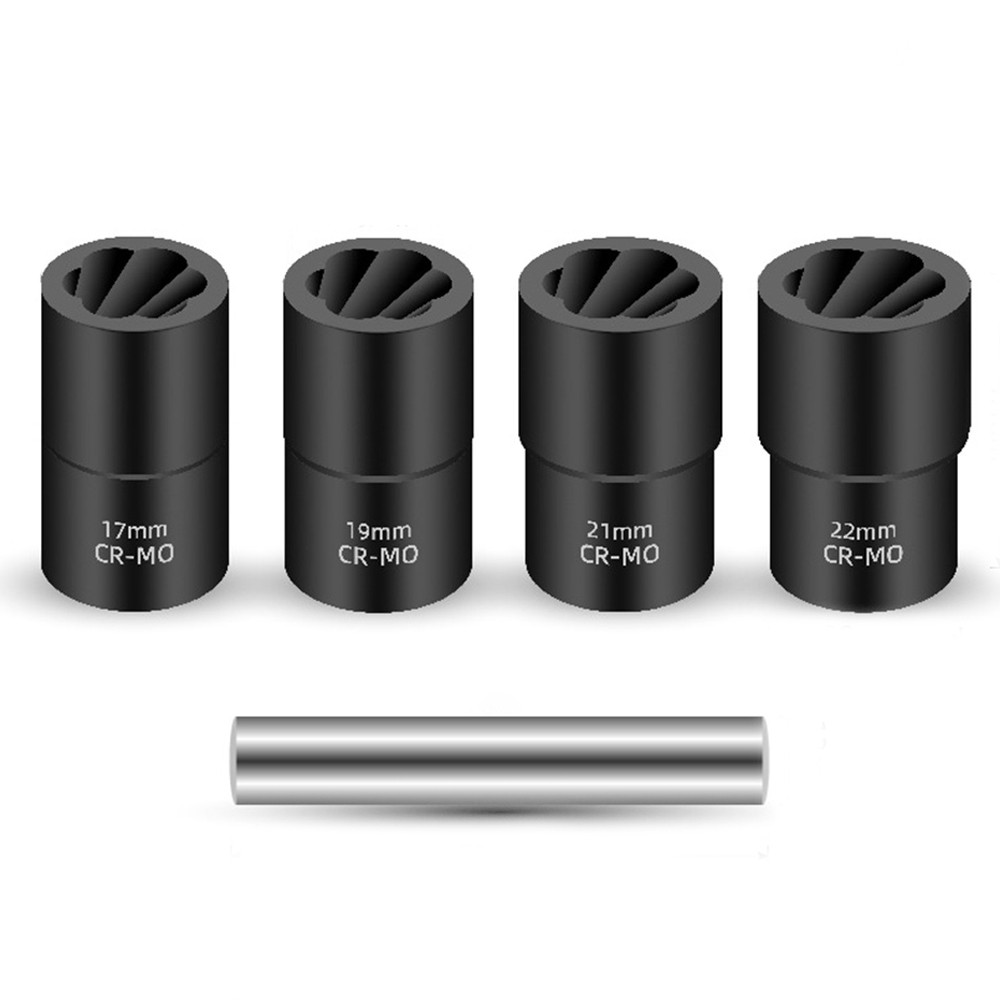 5Pcs/Set Twist Socket 1/2” Drive For Wheel Lug Nut Damaged Removal and Extractor
