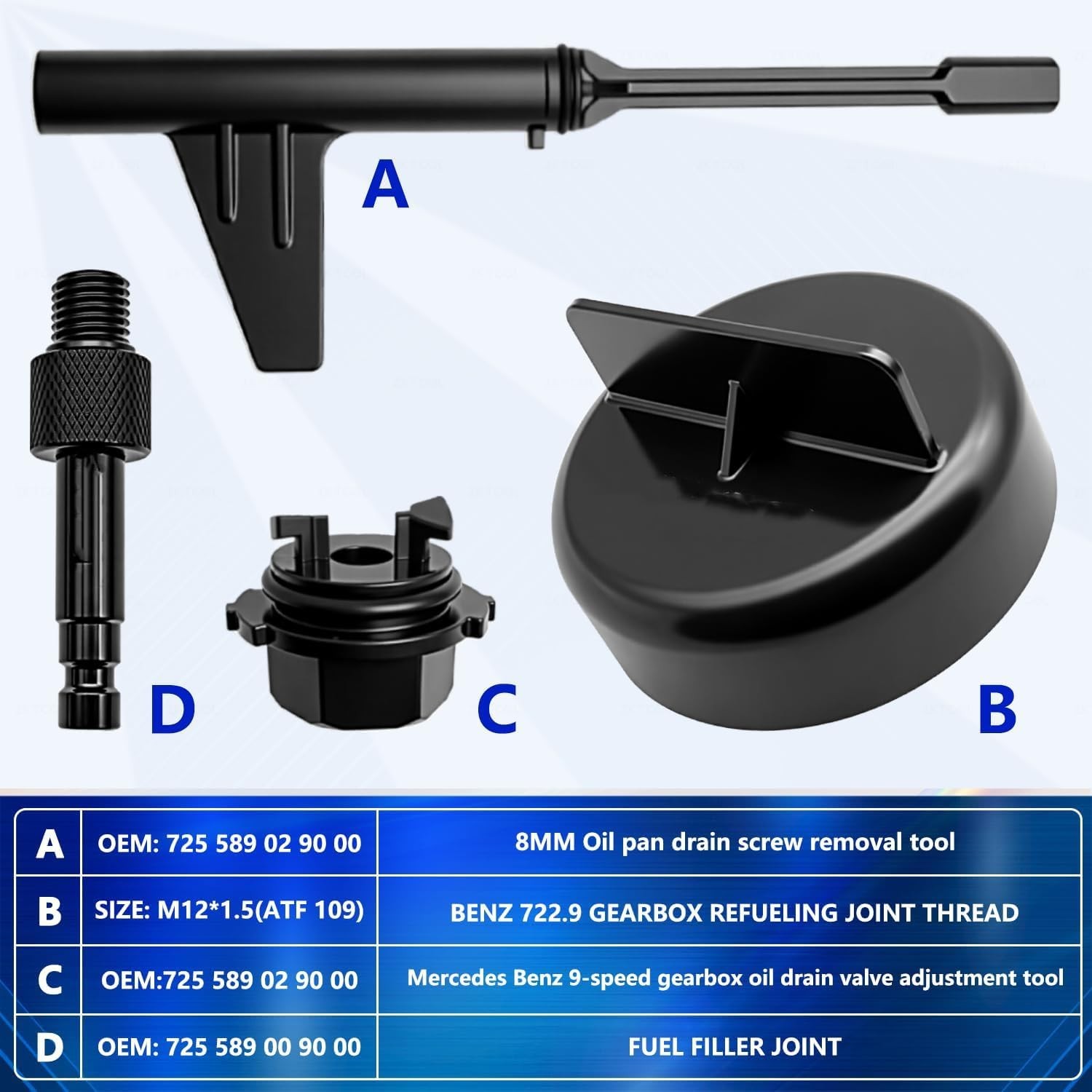 5pcs Metal Transmission Oil Fill Tool for Benz 725.0 9-Speed ATF 109 Oil Level