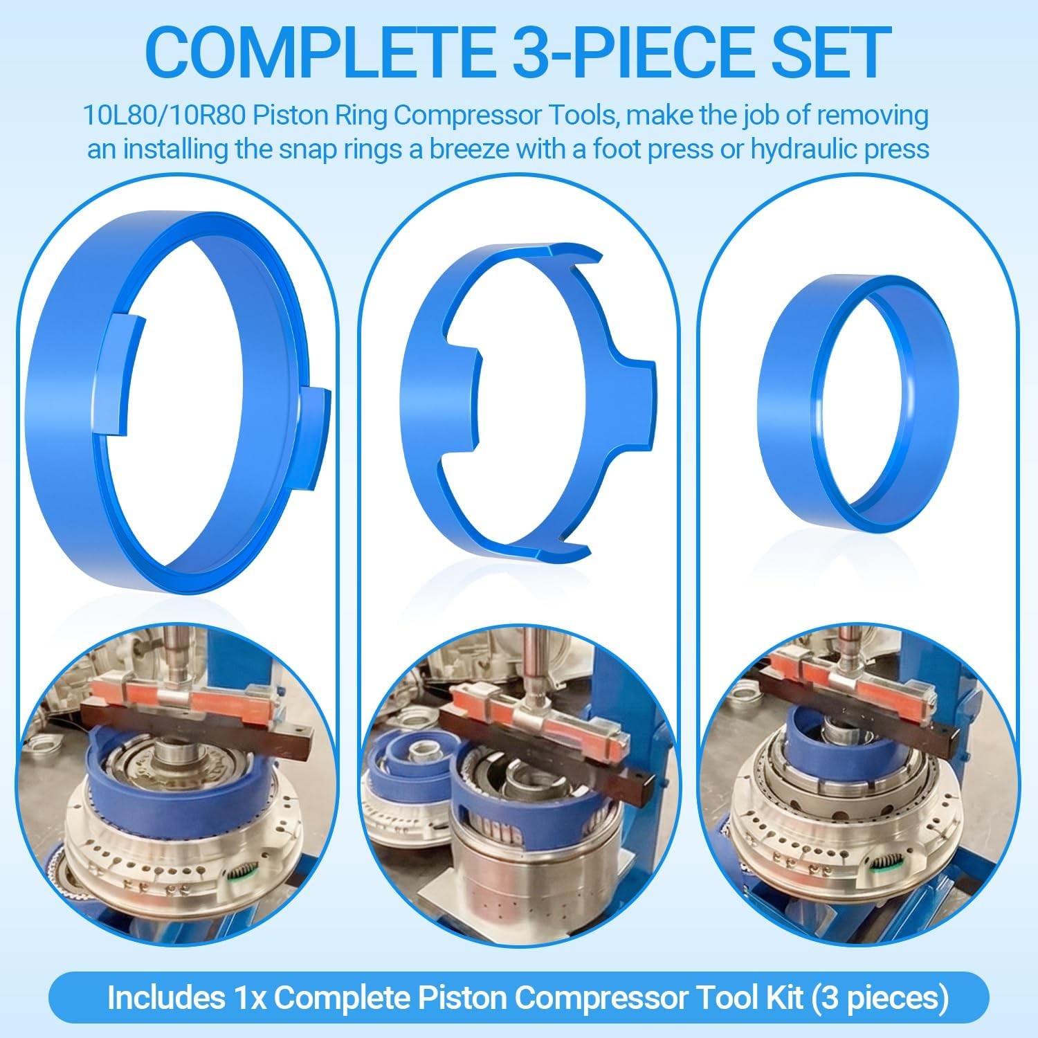 For Ford 10R80 Transmission Piston Compressor Tool & Snap Ring Removal Kit