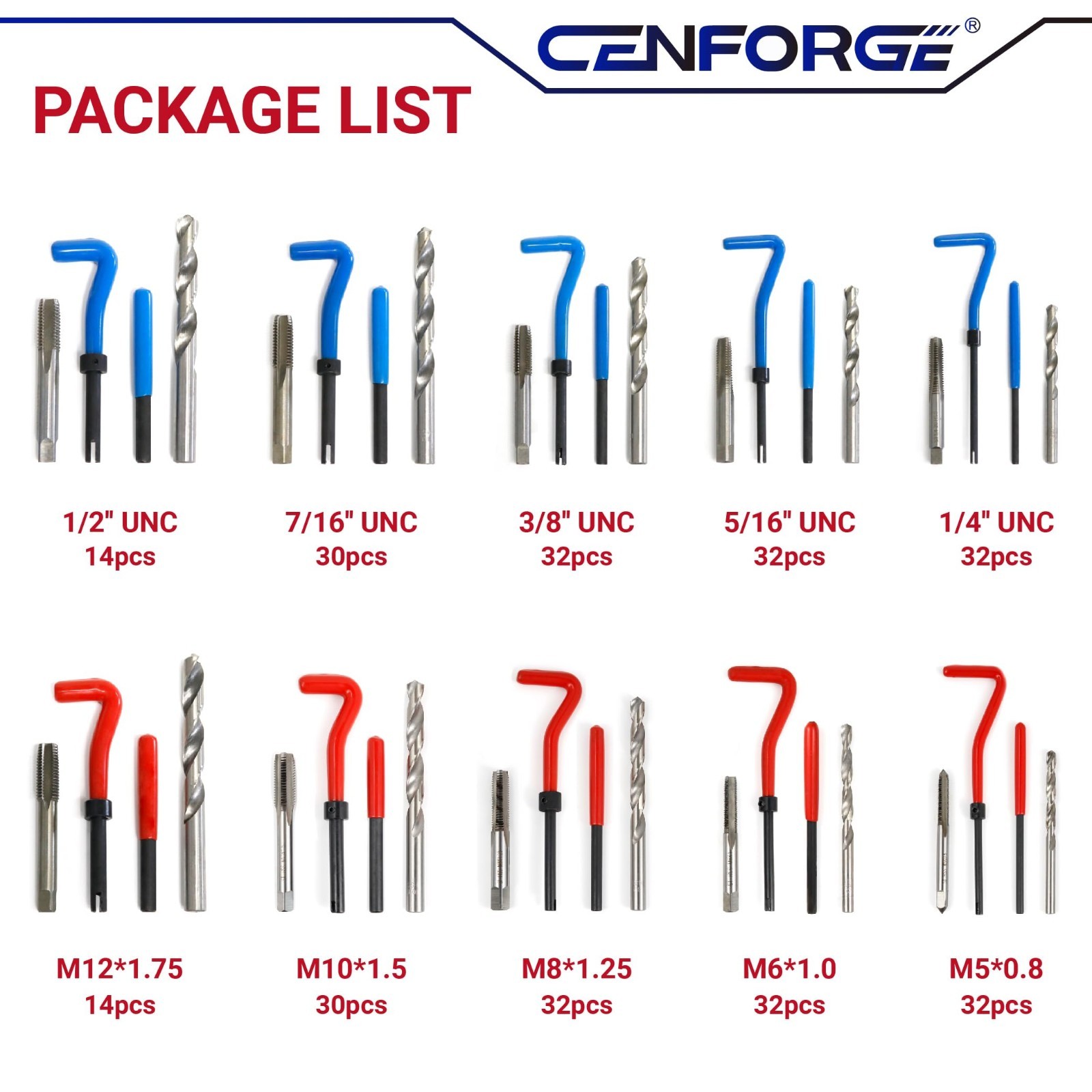 320-Piece Thread Repair Tool Kit | SAE & Metric Inserts, HSS Drill Bits, Taps |
