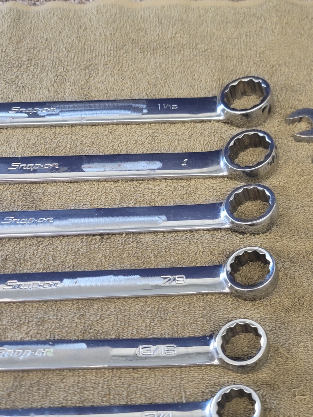 Snap on OEX Combination Wrench Set Sae 1-1/16 1 15/16 7/8 13/16 3/4 9/16 3/8 1/4