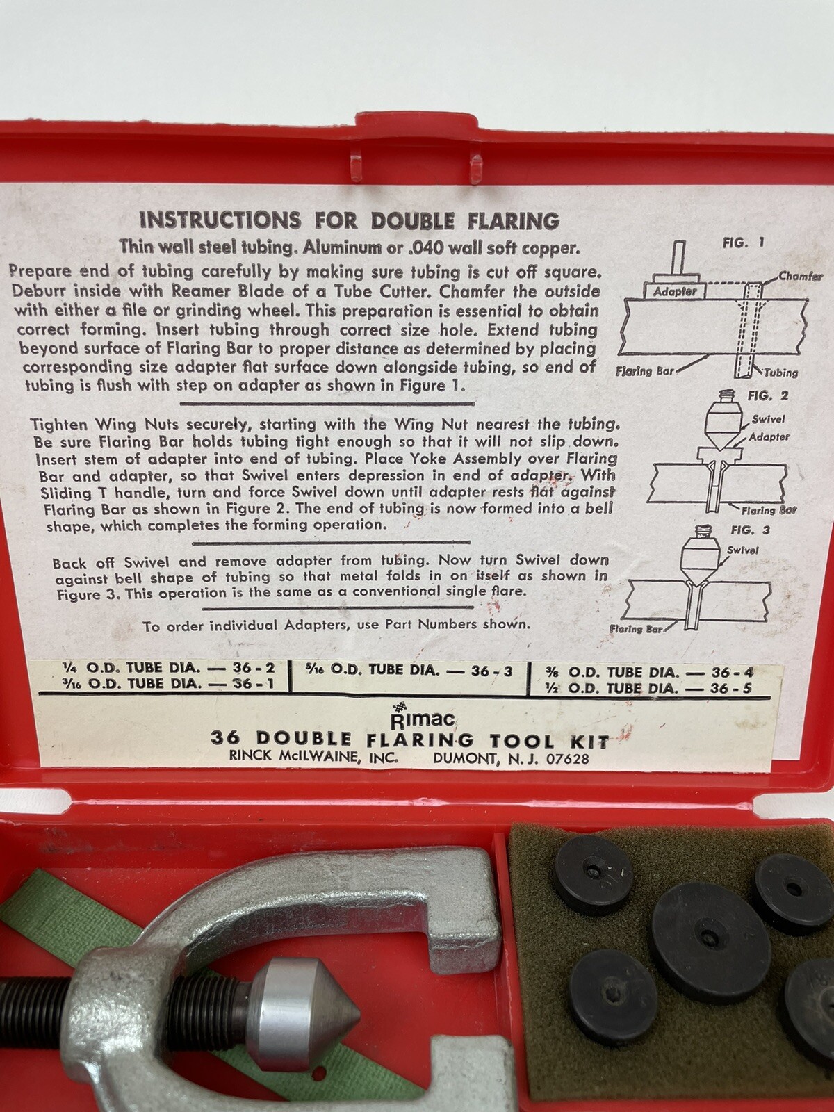 RIMAC TOOLS #36 Tubing Kit: 3/16″ to 1/2″ Range Double Flaring Tool w/ Yoke