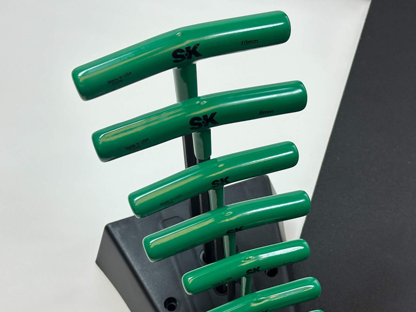 SK Tools USA 73389 8pc Metric 2mm-10mm GREEN T-Handle Hex Key Set w/ Stand NOS