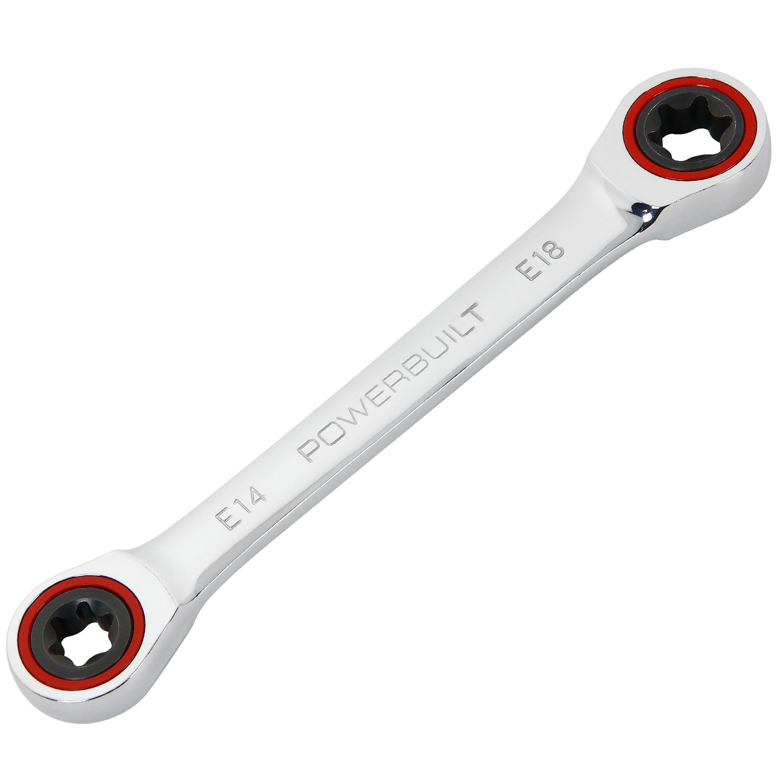 Powerbuilt Ratcheting Double Box-End E-Star Wrench – E14/E18 – 641761