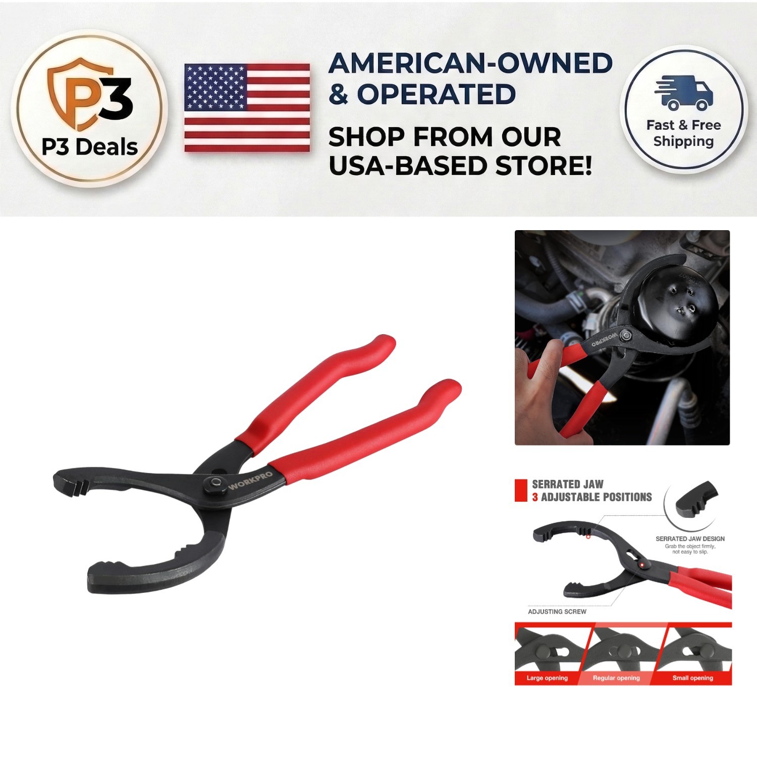 Versatile 12″ Adjustable Oil Filter Pliers – Fits Filters 2-3/8 to 4-1/2″