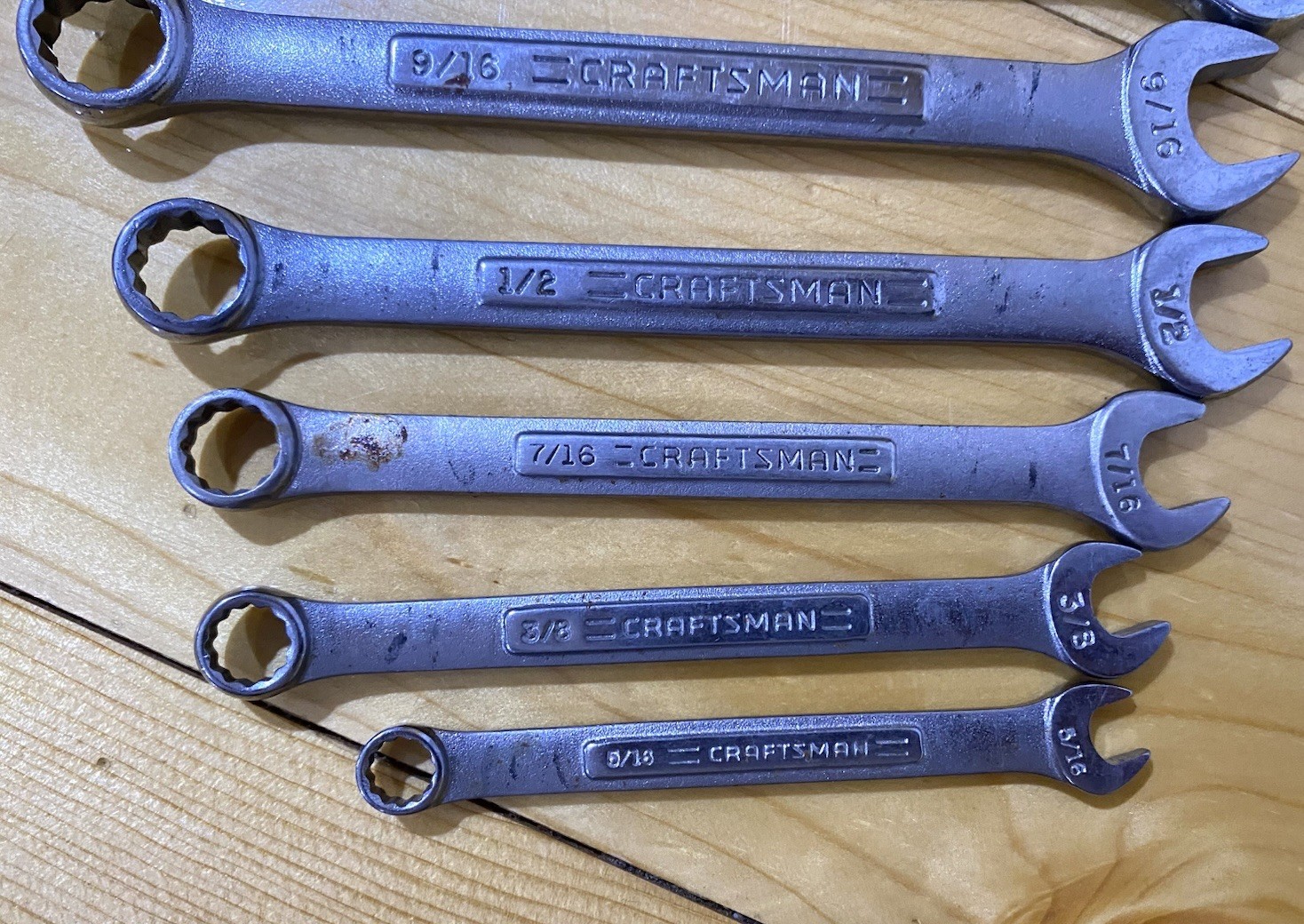Vintage Craftsman 10pc SAE Combination Wrench Set -VA- Made in USA~ 5/16-7/8
