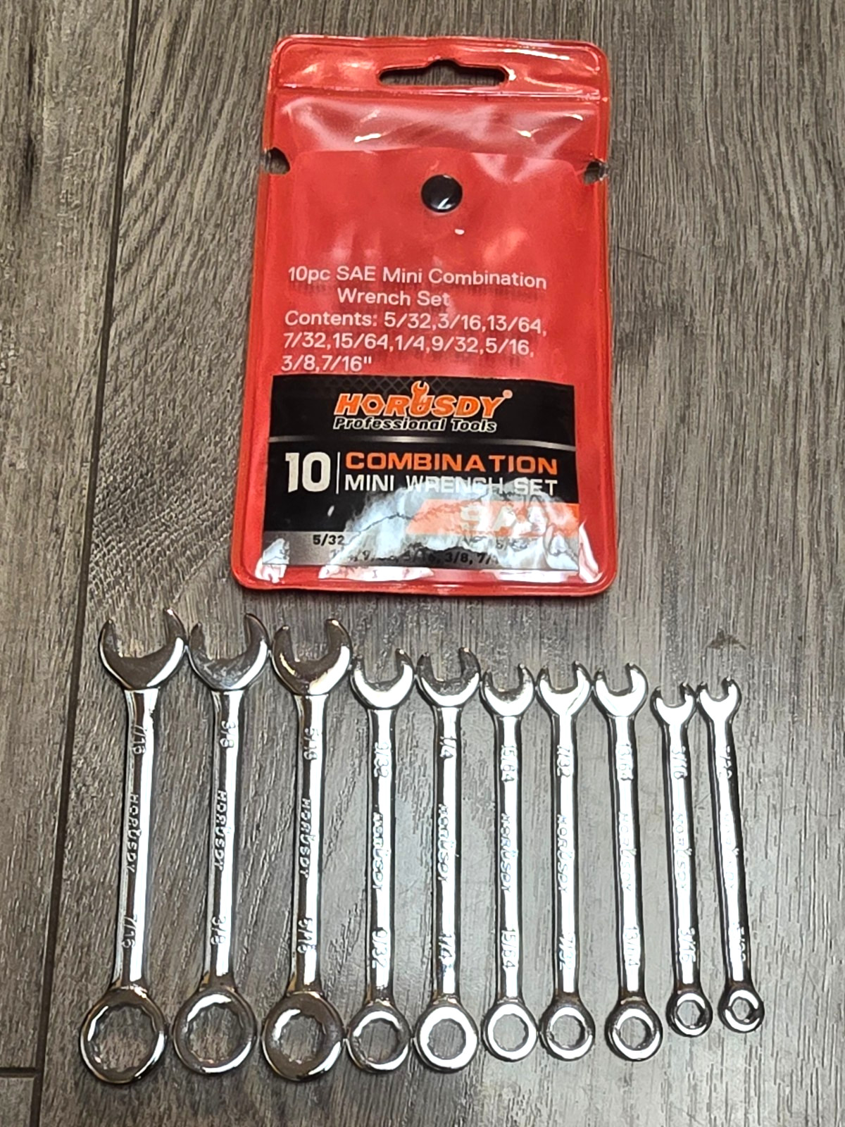Horusdy Pro Tools 10pc SAE Midget / Mini Combination Wrench Set 5/32″ to 7/16″