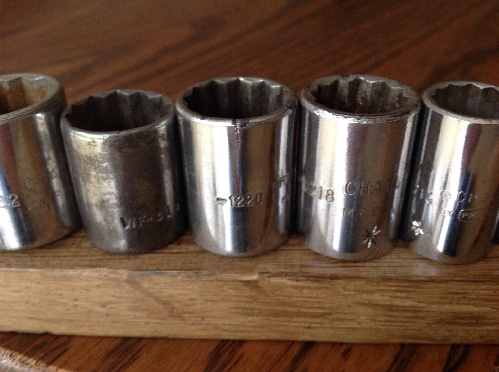 7 USA Challenger Proto Plomb 11/16″to 5/16″AF Sockets With 3/8″ Drive.