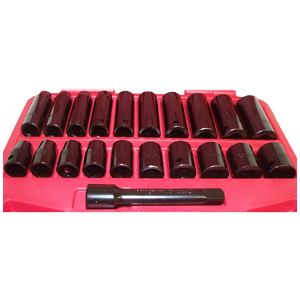 1/2″ Drive Impact Socket 22 PC Set Shallow & Deep Metric 11mm to 24mm