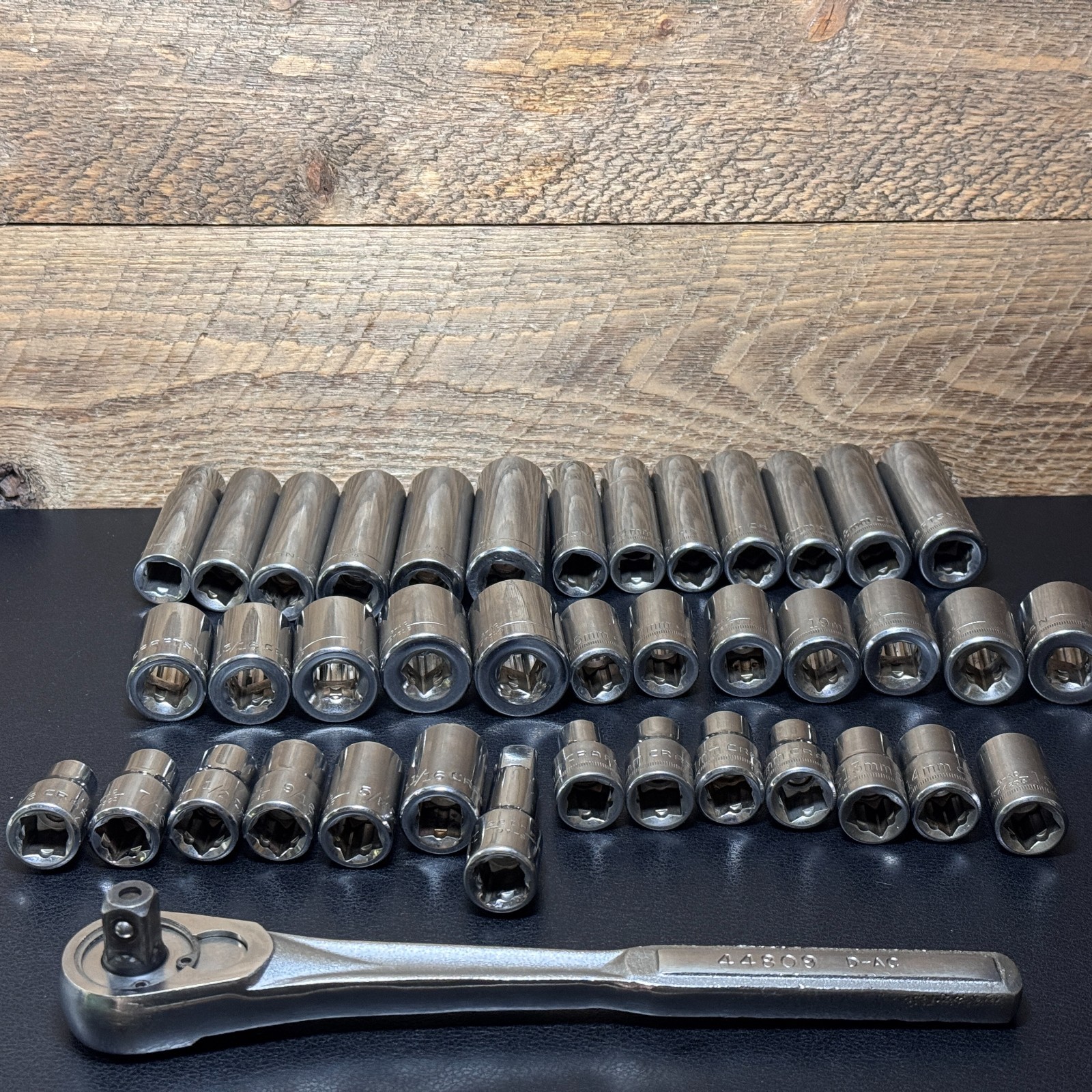 Craftsman S-AC 1/2 Drive Metric & SAE Socket Set STD Deep w/ Ratchet 44809 —40pc