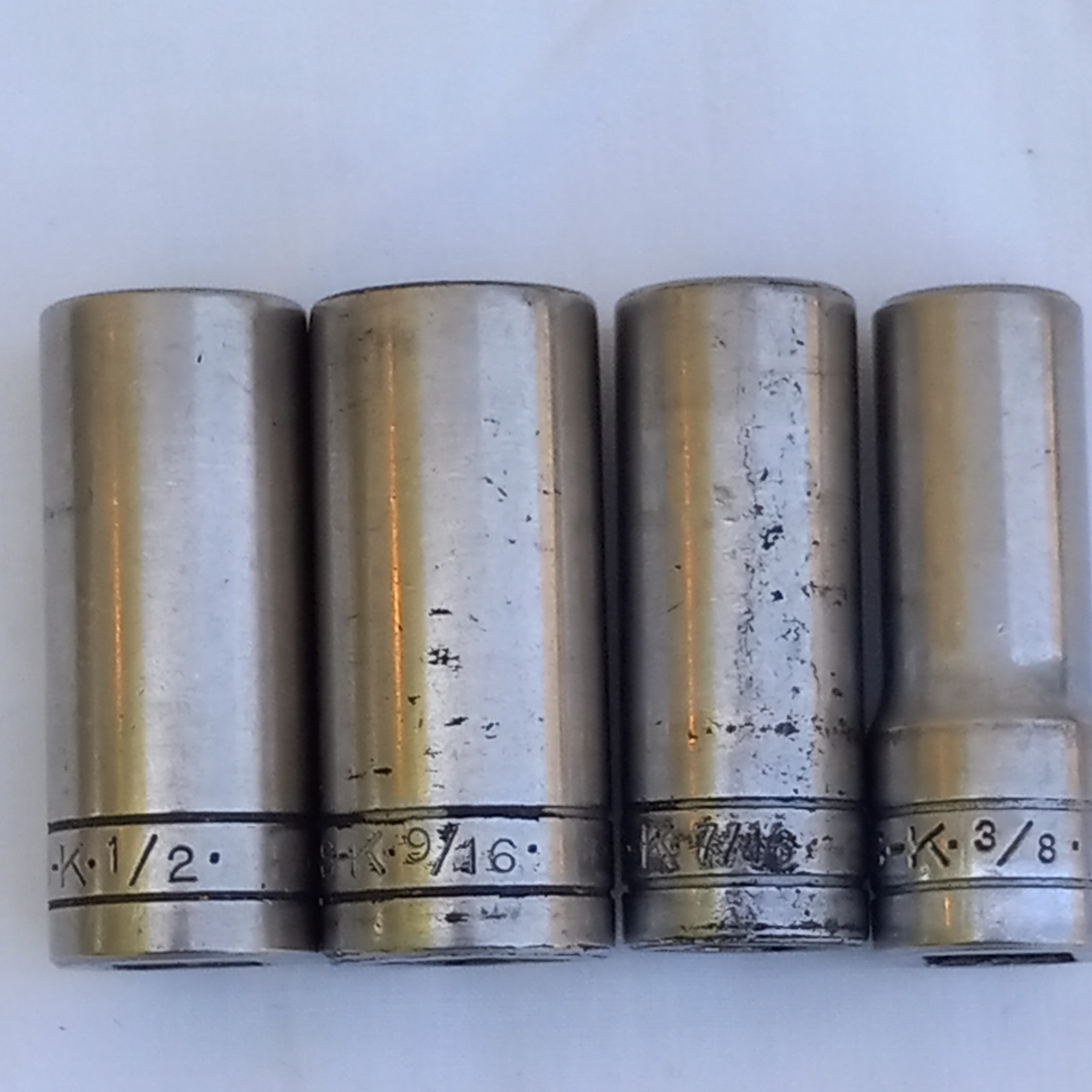 8 S-K Tools 3/8 Drive 6pt Deep Well Sockets 3/8 to 13/16 Vintage