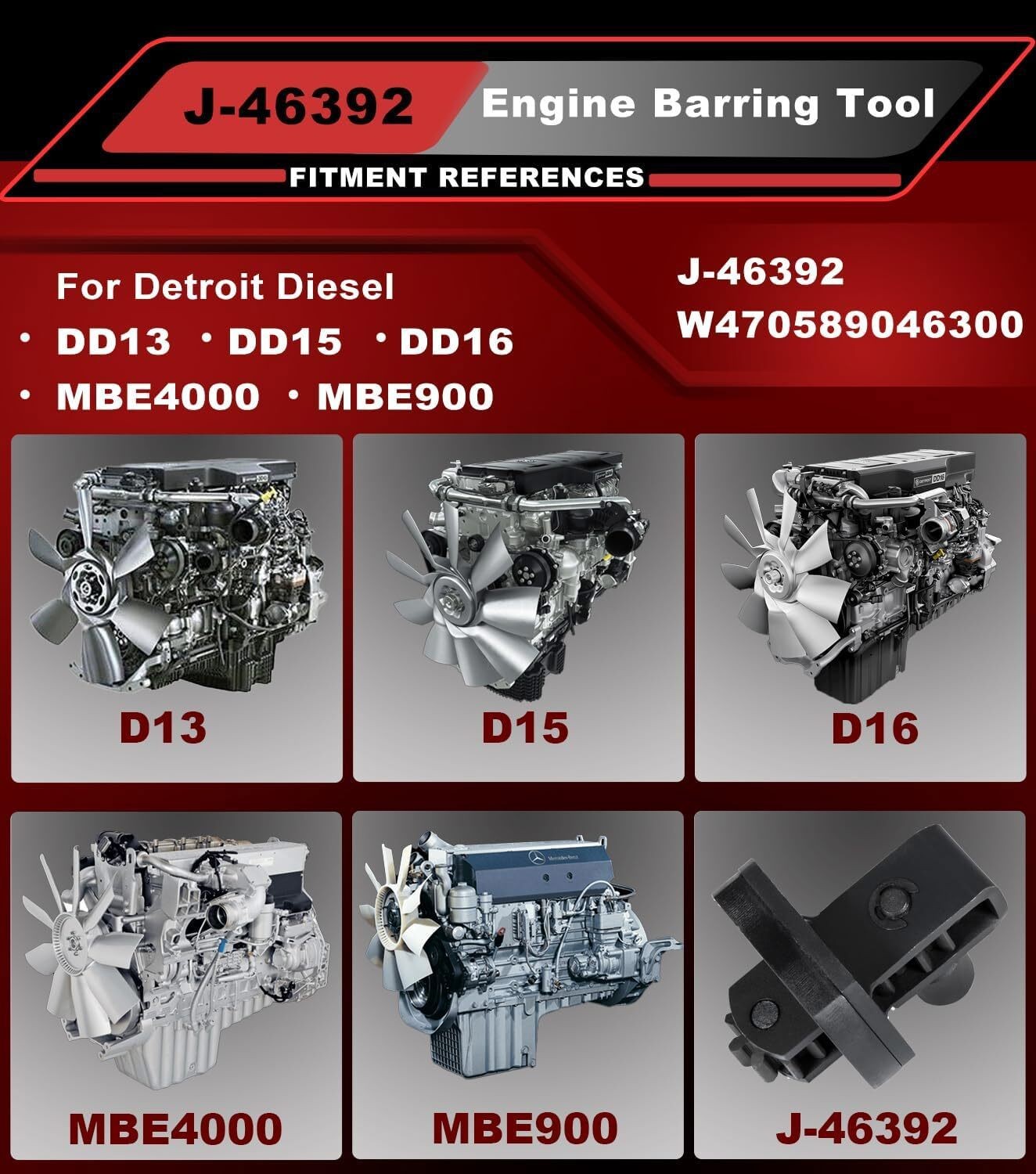For Detroit Diesel DD13 DD15 DD16 Engine Turning Barring Tool W904589046300