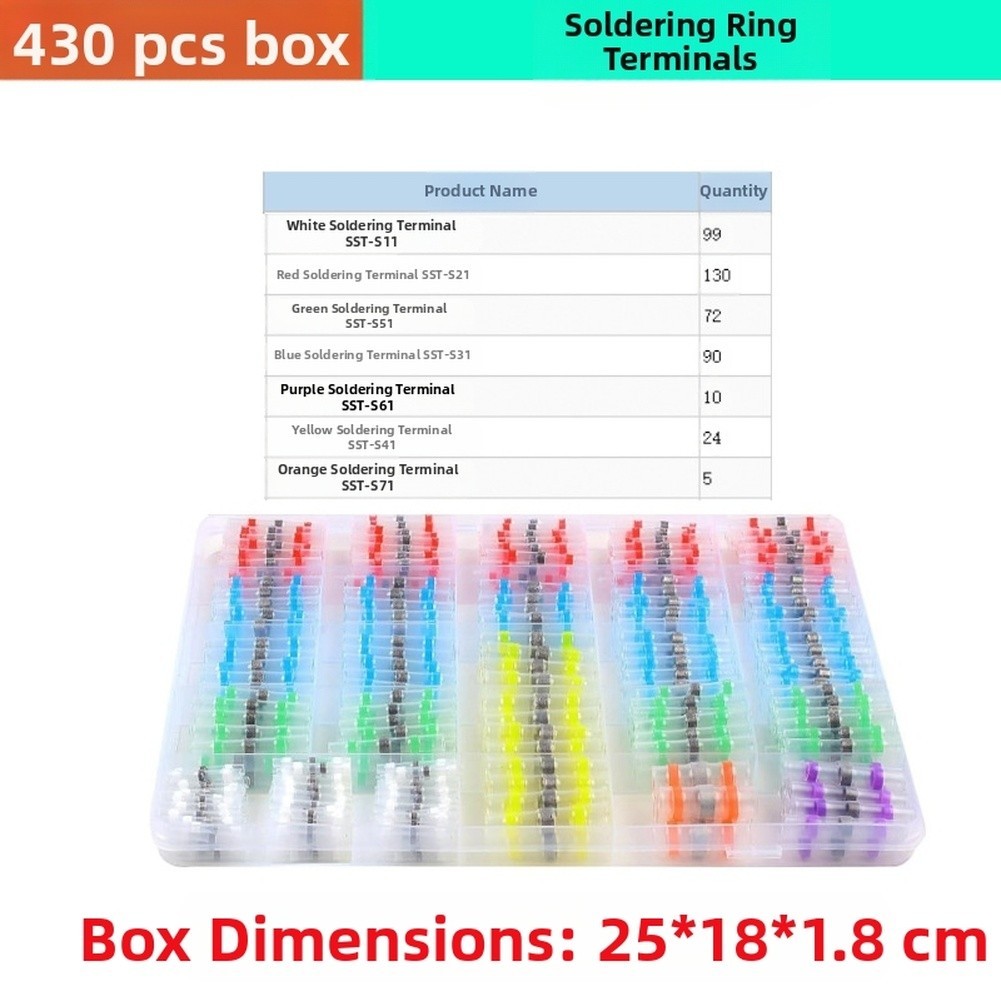 430PCS Solder Seal Heat Shrink Wire Connectors Kit Waterproof for Car and Home