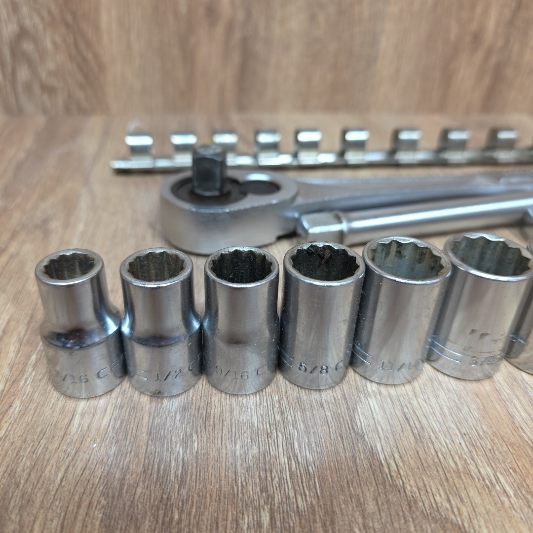 Vtg Craftsman Socket Set 1/2″ Drive 12 Point SAE Shallow 7/16″ To 1-1/8″ USA -V-