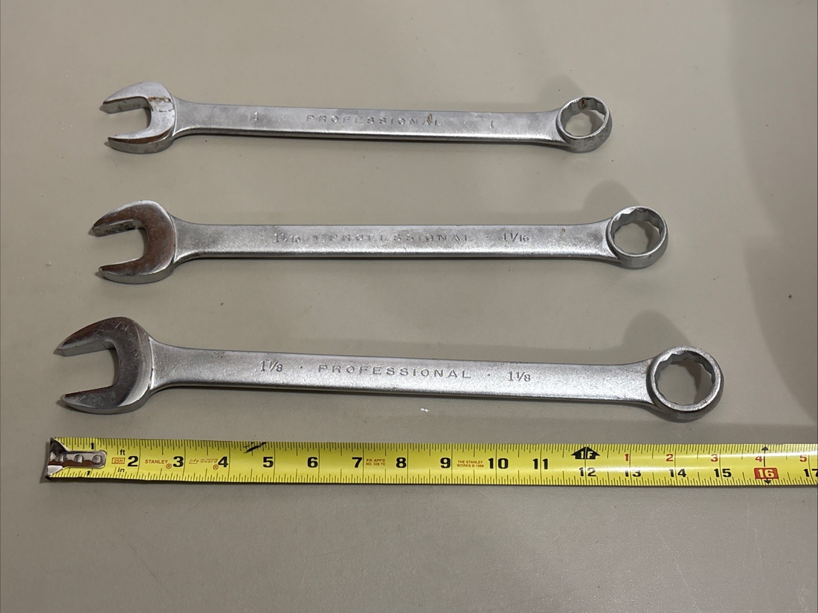 Proto Professional Combination Wrench Set USA 1″ 1232, 1 1/16″ 1234, 1 1/8″ 1236