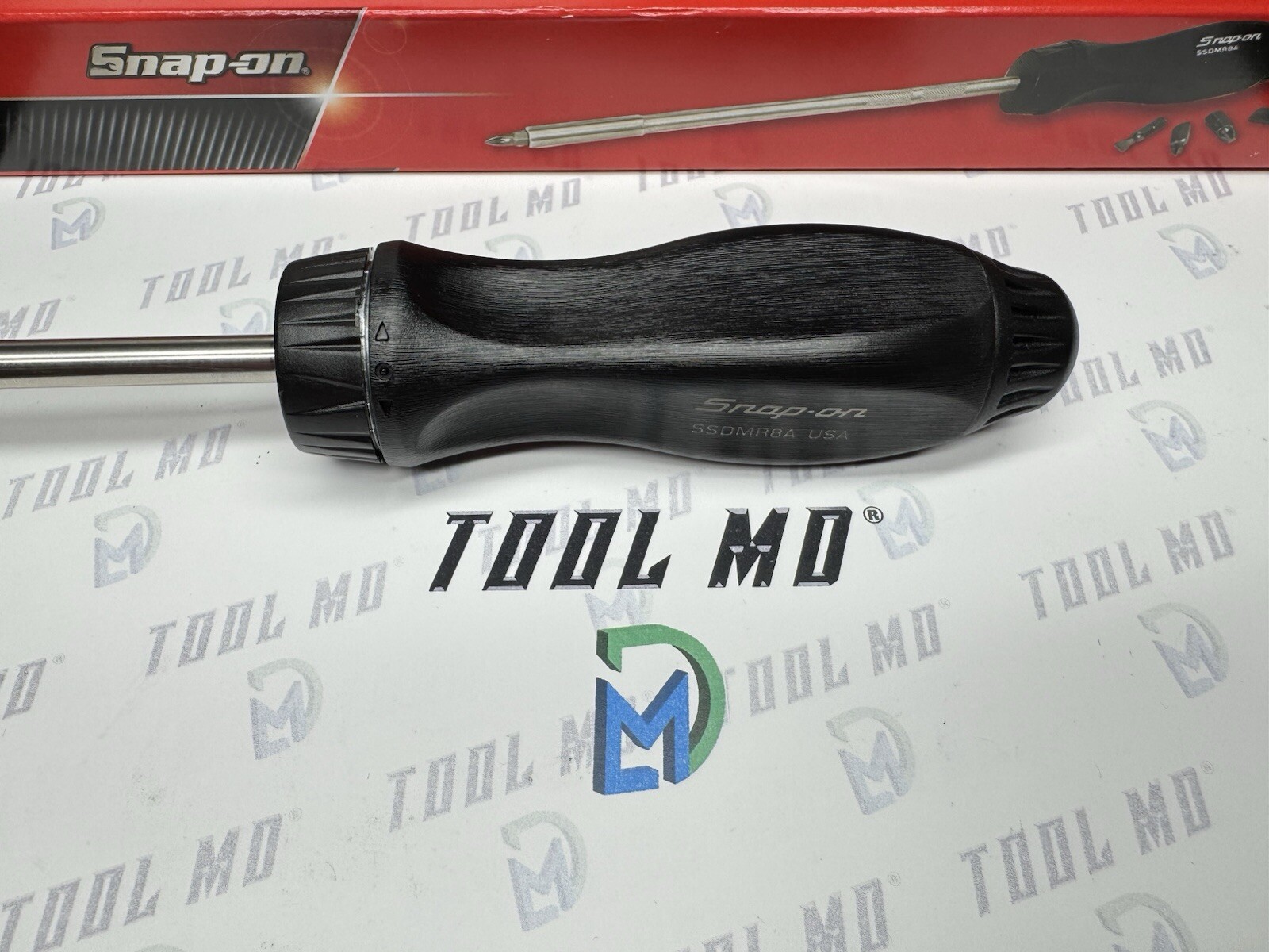 Snap-on Tools USA NEW BLACK Hard Grip 8″ Shaft Ratcheting Screwdriver SSDMR8A