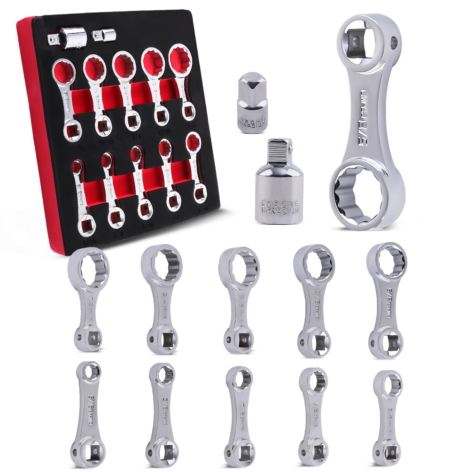 12X Drive Torque Wrench Adapter Kit 9/16″ 5/8″ 11/16″ 3/4″ 13/16″ 7/8″