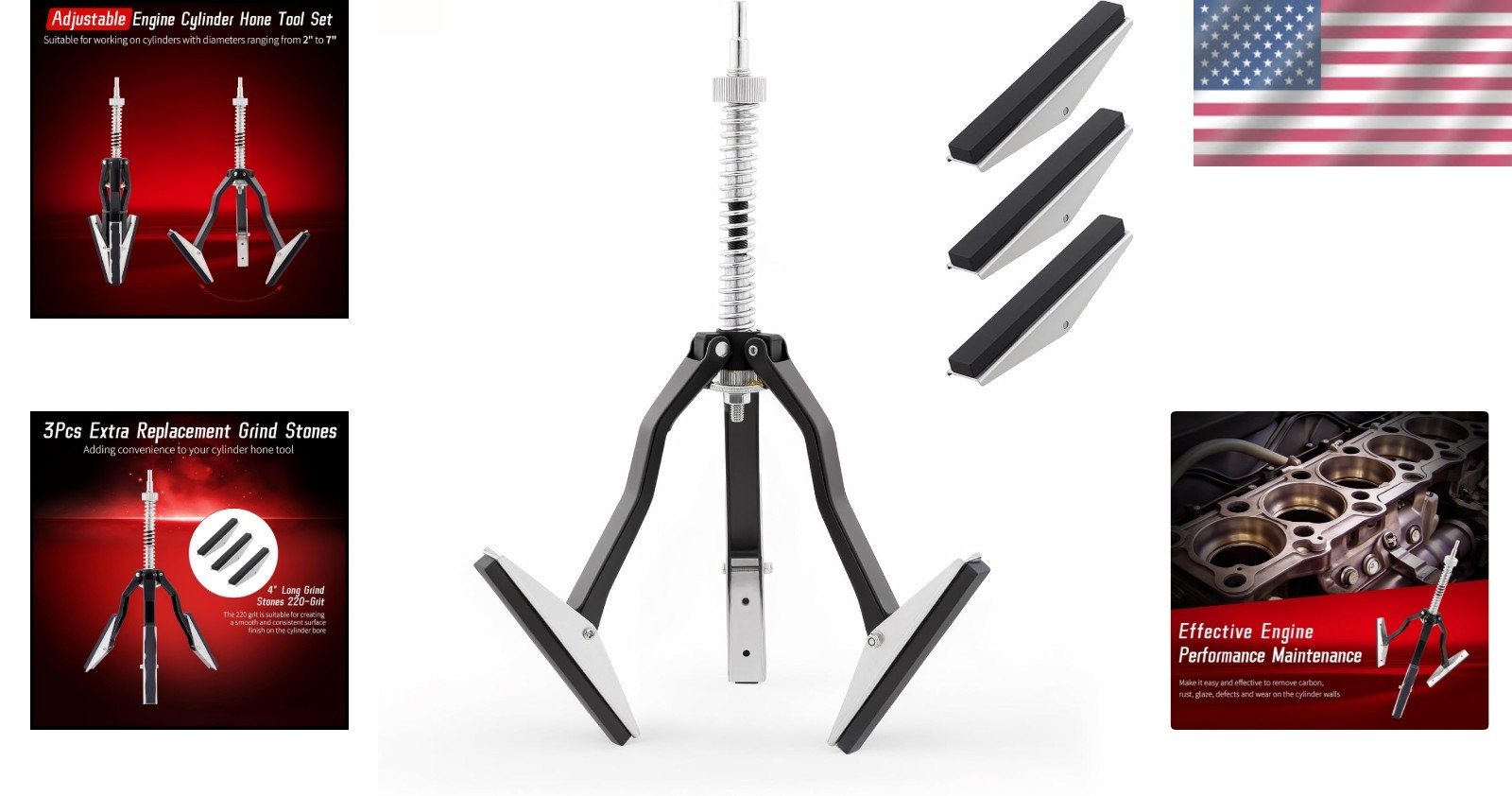 Cylinder Hone Tool Adjustable Engine Honing Tool for 2 to 7 Inch Cylinders