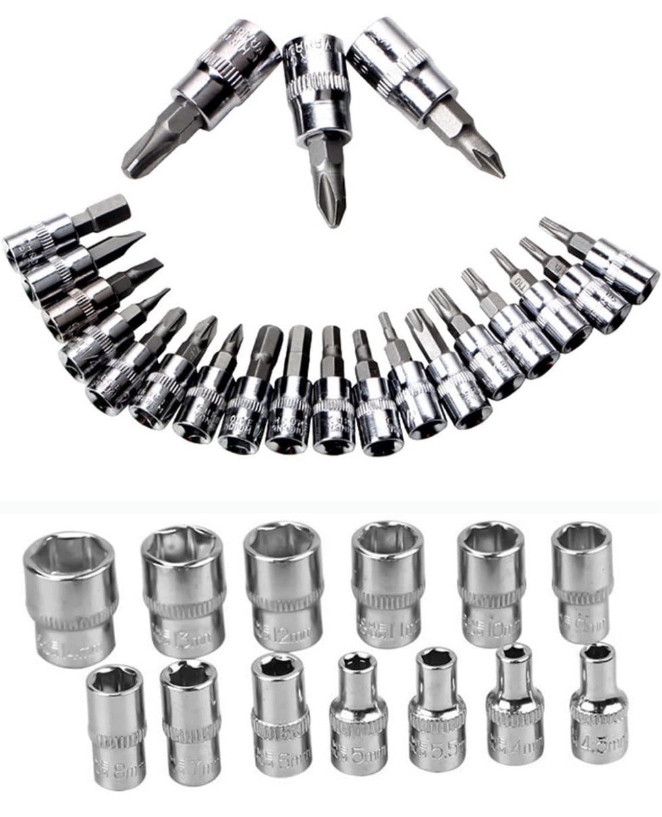 46 Pieces 1/4 in. Drive Ratchet Socket Wrench Set with Quick-Release Ratchet