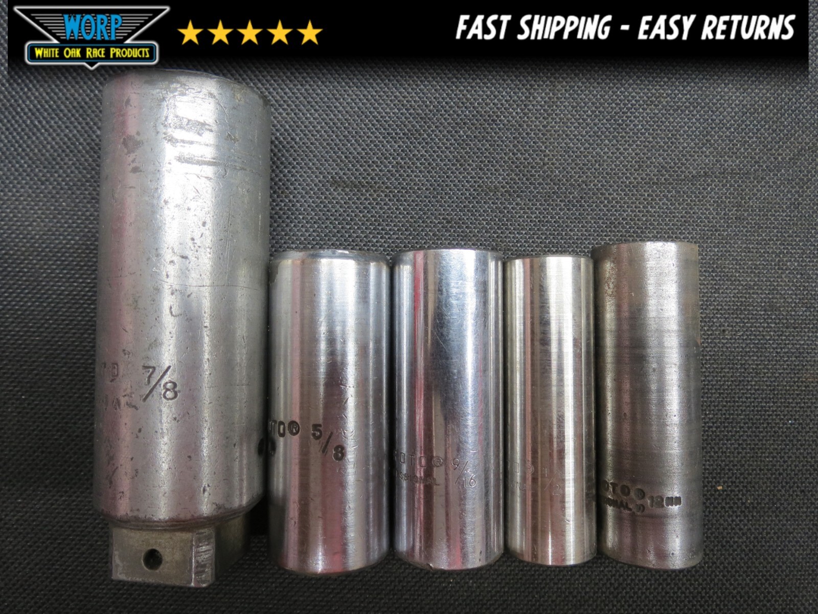 PROTO MADE IN THE USA 3/8″ DRIVE SOCKETS DEEP 7/8 5/8 9/16 1/2 12MM