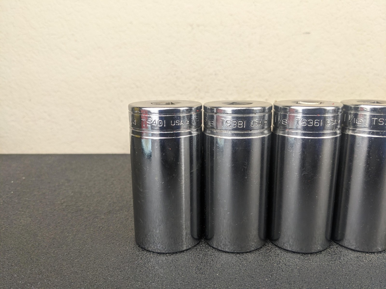 #af708 Snap On Tools NEW 1/2″ Drive Deep Socket Set SAE Chrome 6 Point 1-1/4″