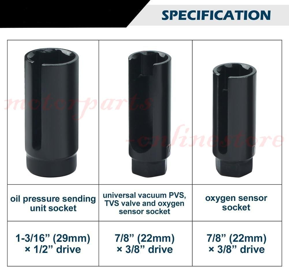5/10Pcs O2 Oxygen Sensor Socket Wrench 3/8″ 1/2″ 22mm Auto Repair Installer Tool