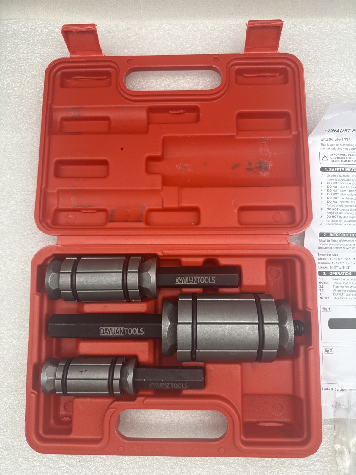 DAYUAN Upgraded 3Pcs Exhaust Pipe Expander Tool Set 1-1/8» to 3-1/2» *READ..