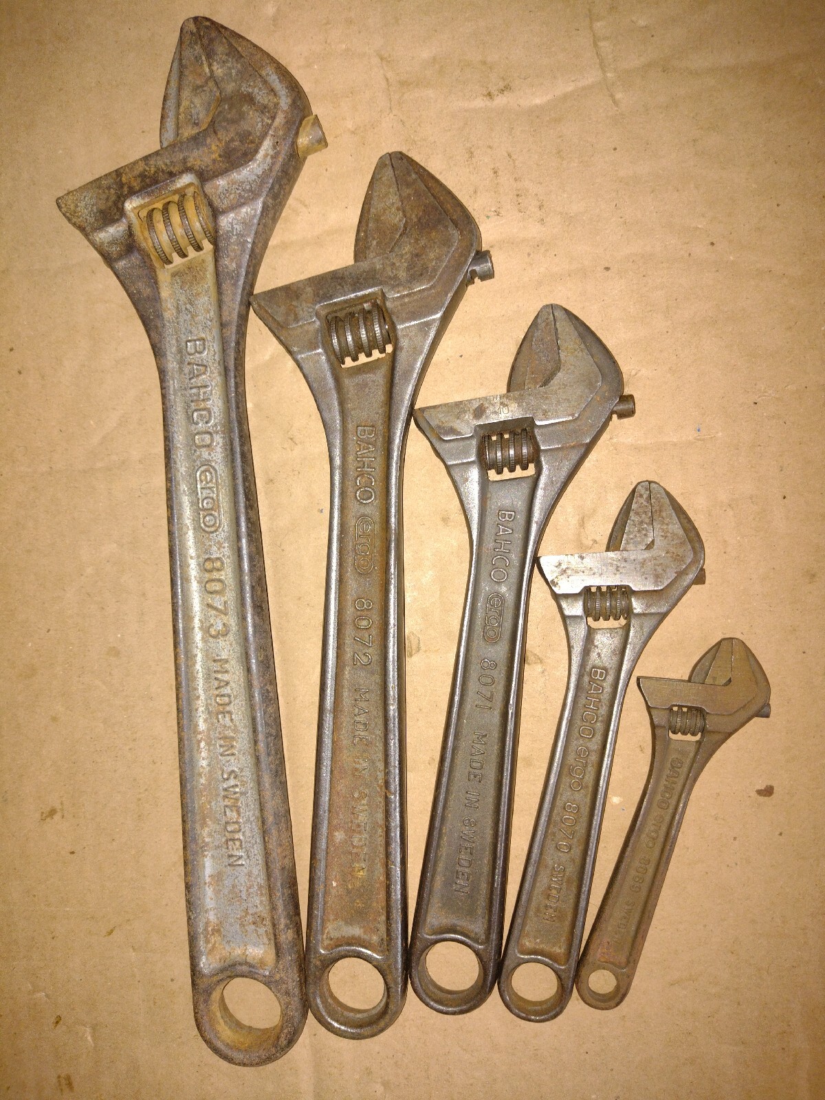 BAHCO ergo ADJUSTABLE WRENCHES-SIZES;12″ &10″ & 8″ & 6″ & 4″ MADE IN SWEDEN