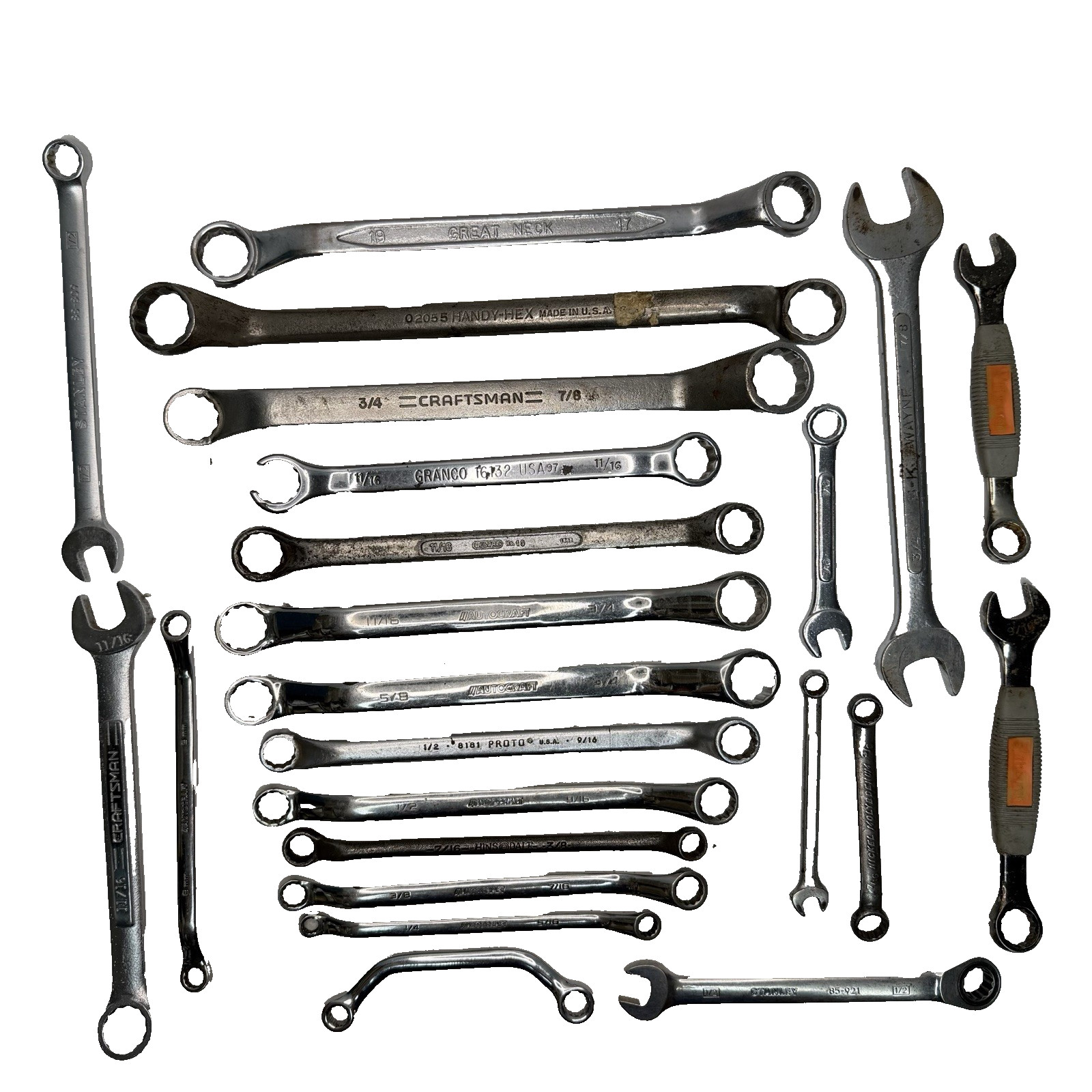 Wrench Lot 23 Piece Mixed Name Set Craftsman Proto S-K Some Made in USA