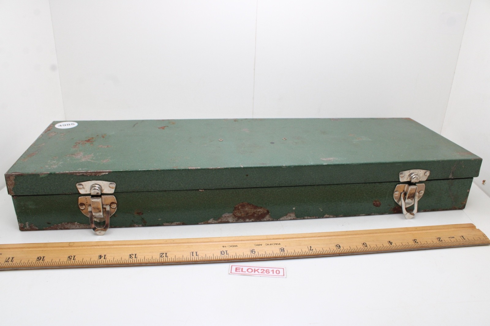 S-K TOOLS 18”x6”x 2.5″ 1/2″ Drive Green Metal Socket/Ratchet Box USA