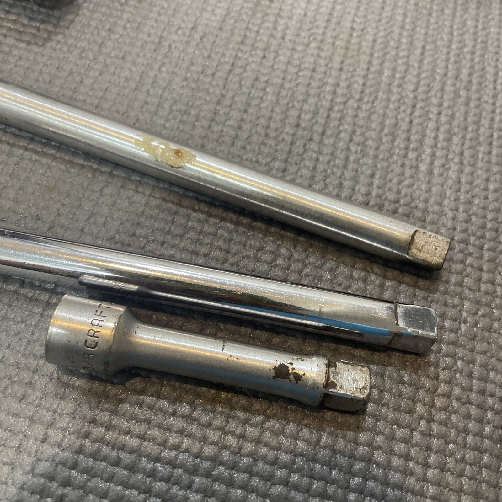 VINTAGE CRAFTSMAN ⅜” DRIVE EXTENSIONS 3,6,10” LONG AND ADAPTER 4256 MADE IN USA
