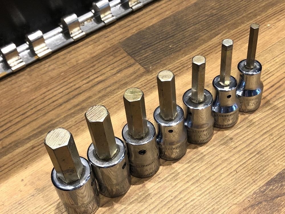 Snap-on 207FAMY 3/8″ Drive Hex Bit Socket Driver Set 7 pc Metric (mm) 4mm – 10mm