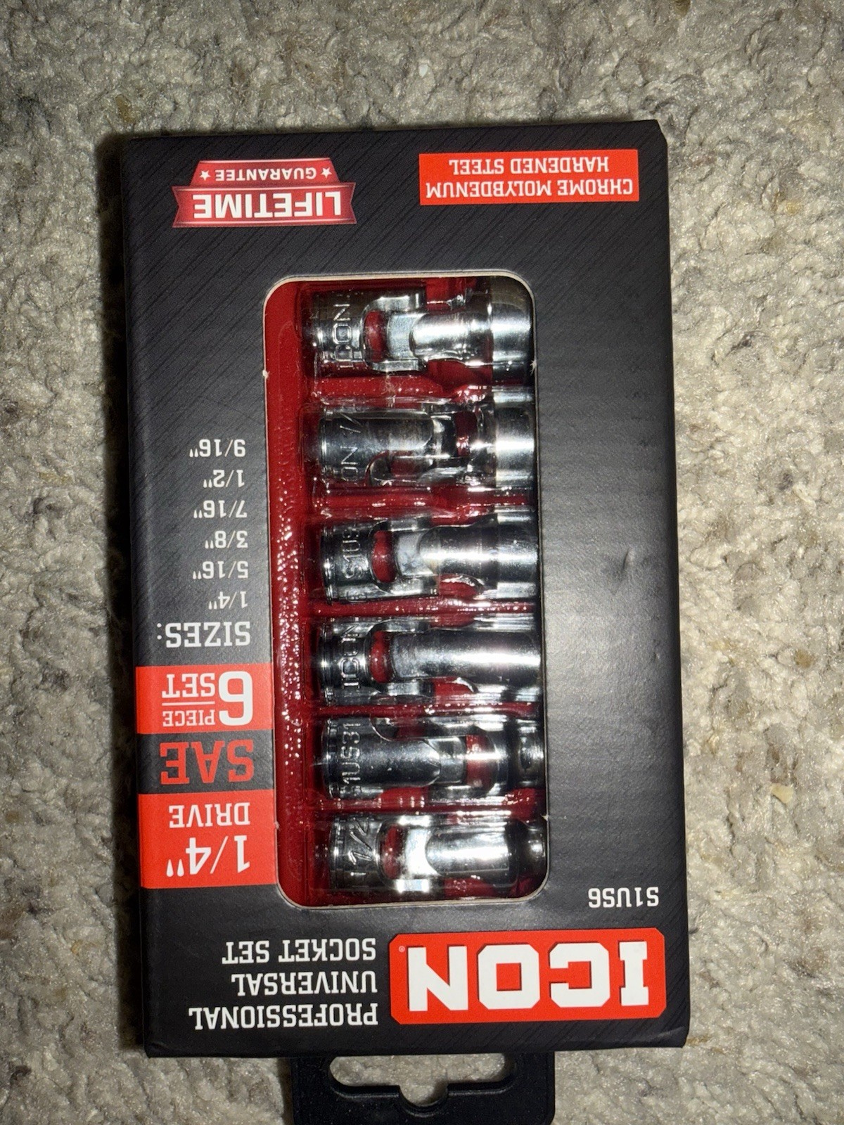 Icon 1/4” Drive Universal SAE & Metric Joint Shallow Socket Sets; S1US6 & S1UM11