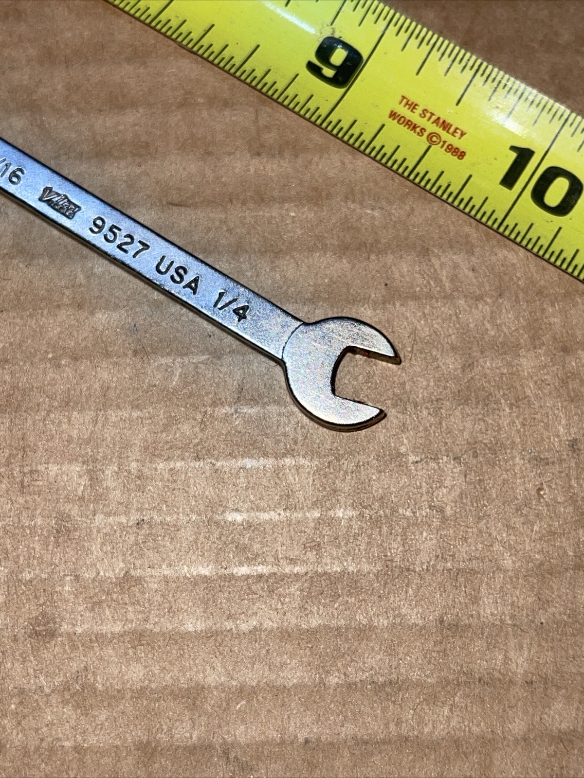Vintage Vim USA 9527 3/16 In X 1/4 In SAE Open End Stubby Wrench Short